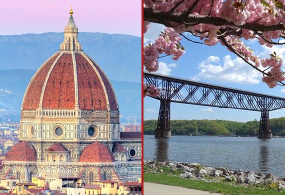 Mid-Hudson Bridge in Poughkeepsie (Left), Duomo in Florence (right). 图片由Steve DeVico/bet亚洲365欢迎投注提供.